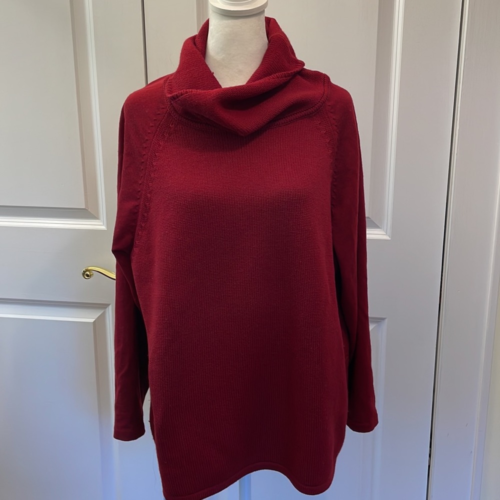 Vintage Marina Rinaldi Wool Cowl Neck Sweater in Dark Red. Size L. EUC - Picture 8 of 8